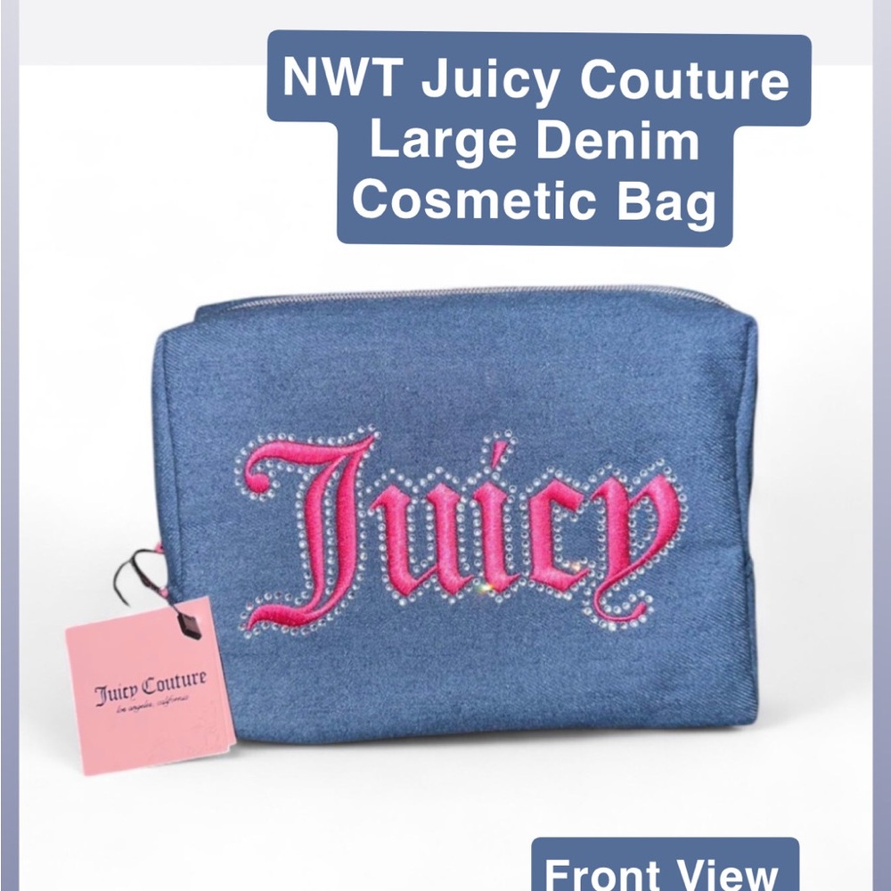 Juicy Couture Blue Denim Cosmetics Bag w/ Bonus Travel Bottle